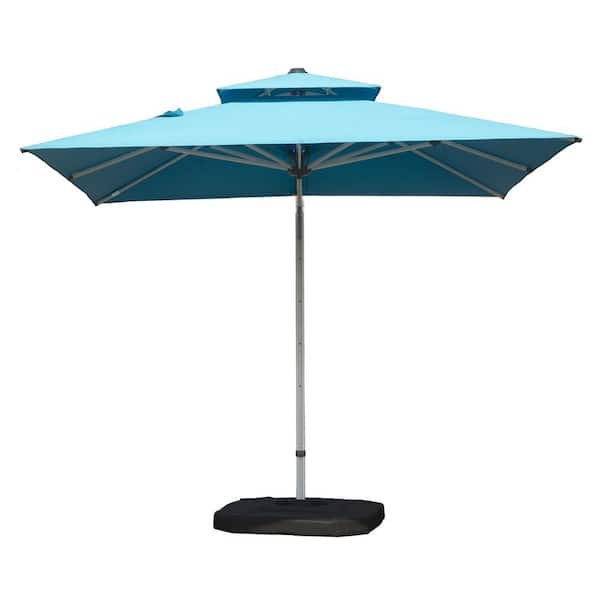 9 ft. Aluminum Cantilever Tilt Patio Umbrella in Light Blue