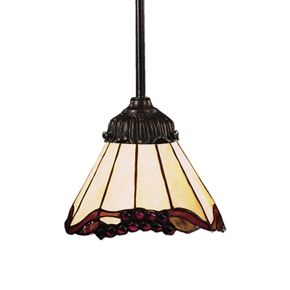 Titan Lighting 1-Light Tiffany Bronze Ceiling Mount Pendant-TN-10514 ...