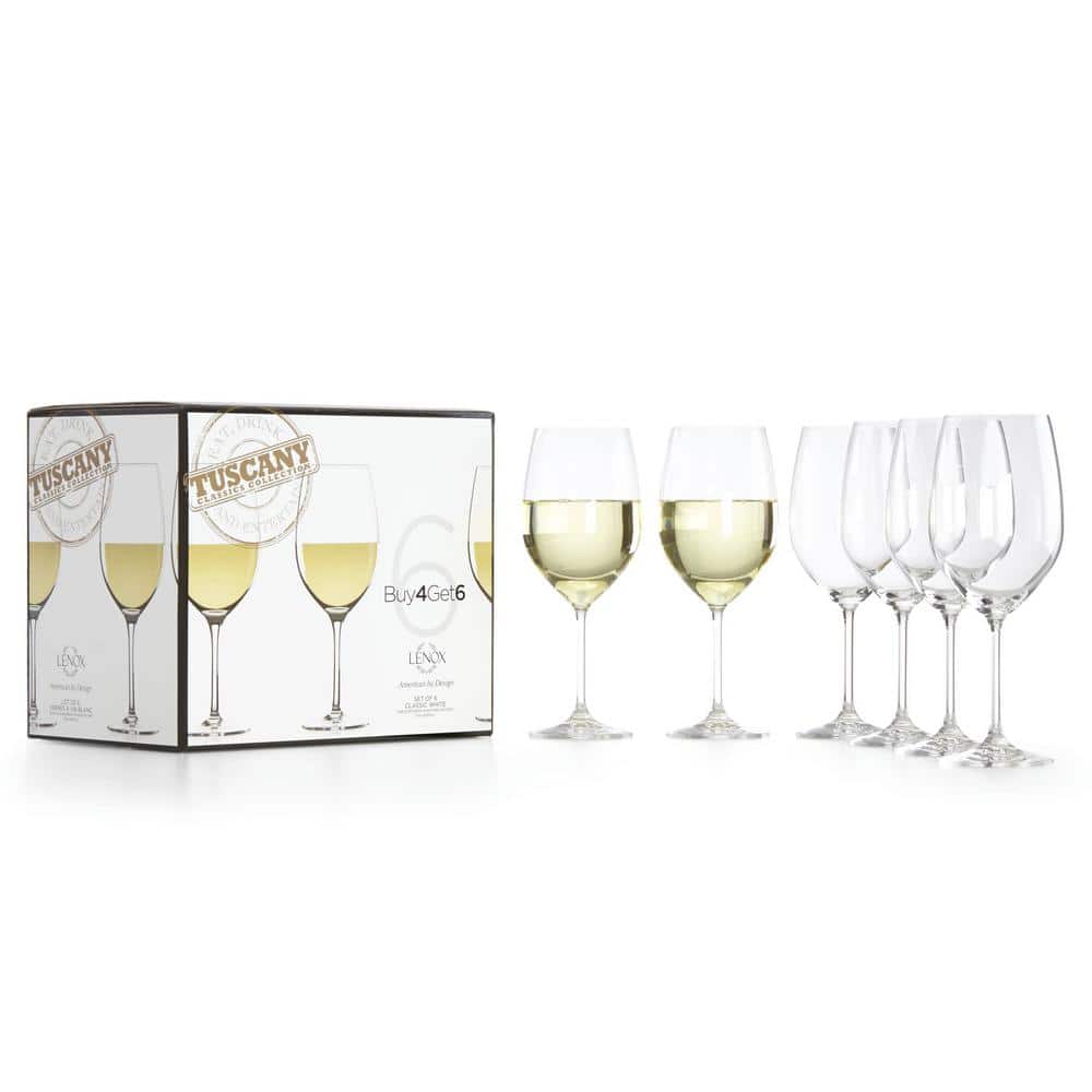 Tuscany Classics Clear Crystal White Wine Glass Set, 6 Count