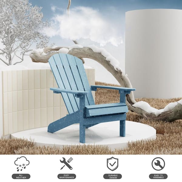 Mximu Classic Light Blue Plastic Outdoor Patio Adirondack Chair