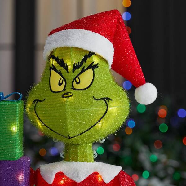 Grinch Dr. Seuss's The Grinch Lighted Tinsel Yard Sculpture Holiday ...