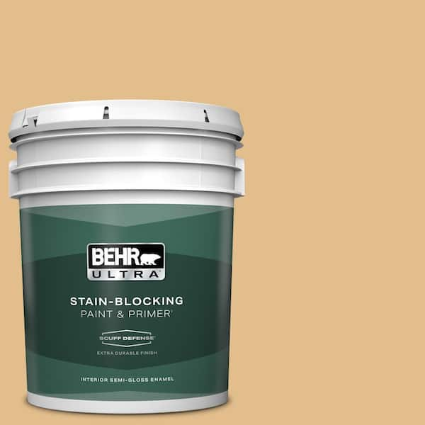 BEHR ULTRA 5 gal. #330D-4 Warm Muffin Extra Durable Semi-Gloss Enamel Interior Paint & Primer