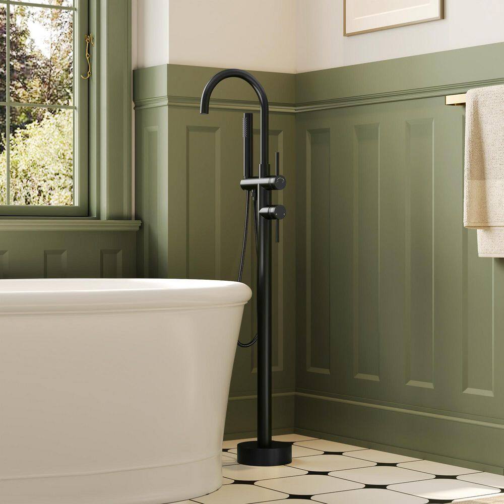 Single-Handle Freestanding Tub Faucet with Hand Shower in Matte Black price history on PriceWatchPro
