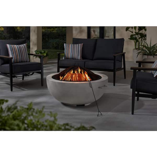 Hampton Bay Forestbrook 36 in. x 20.75 in. Round Outdoor Concrete Wood