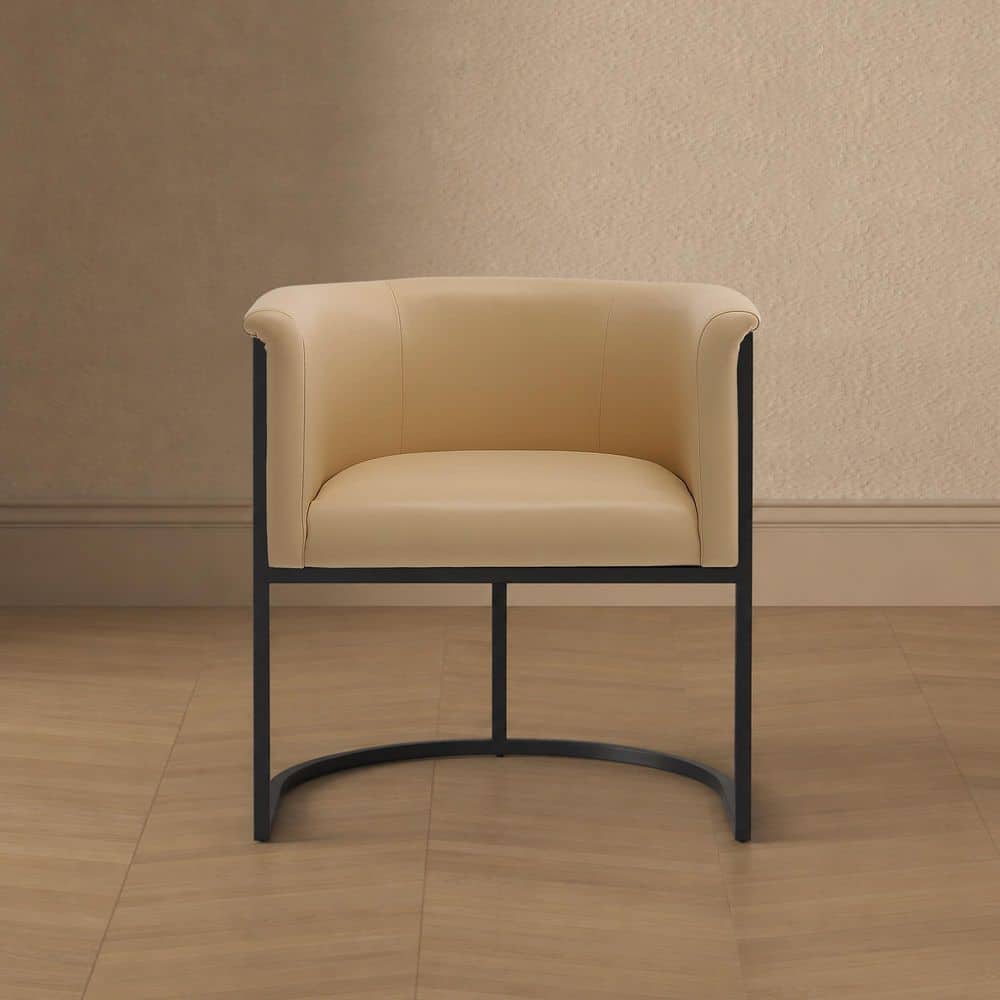 Cosmopolitan Modern Tan and Black Faux Leather Upholstered Dining Chair