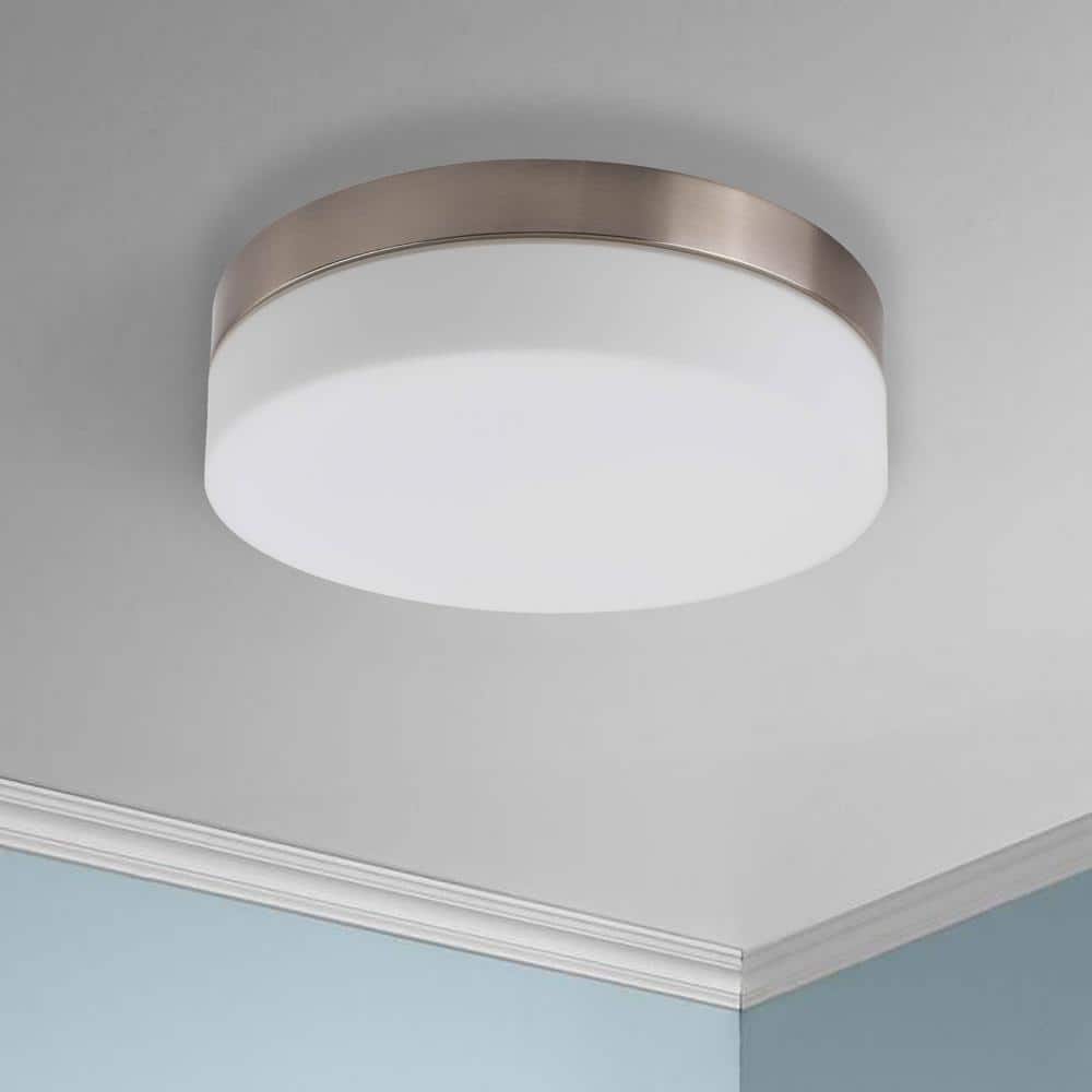 Brushed Nickel and Frosted Glass LED Flush Mount Light