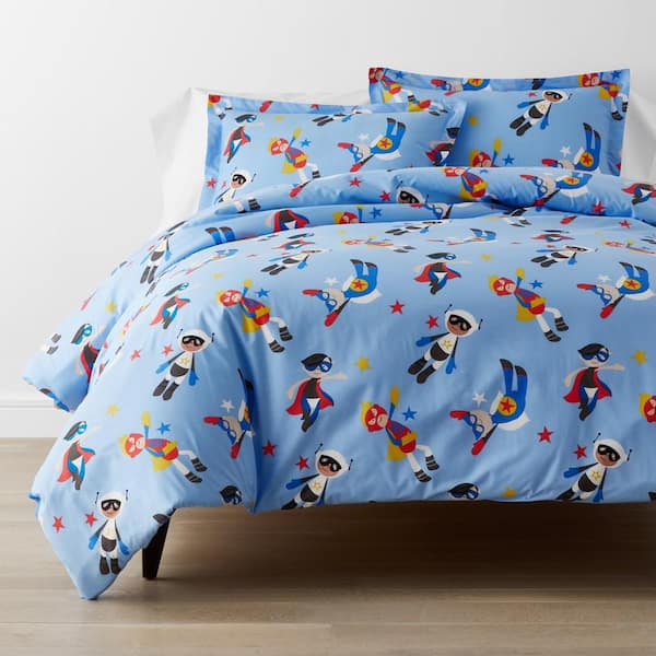 The Company Store Super Heroes Company Essentials 3-Piece Multicolored Graphic Full Duvet Cover Set