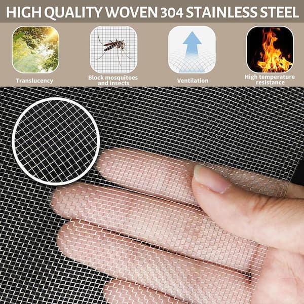 Angel Sar 2 ft. x 9.83 ft. 304 Stainless Steel Welded Wire 20-Mesh Air Vent Window Screen for Door Patio Cover, Cage Garden