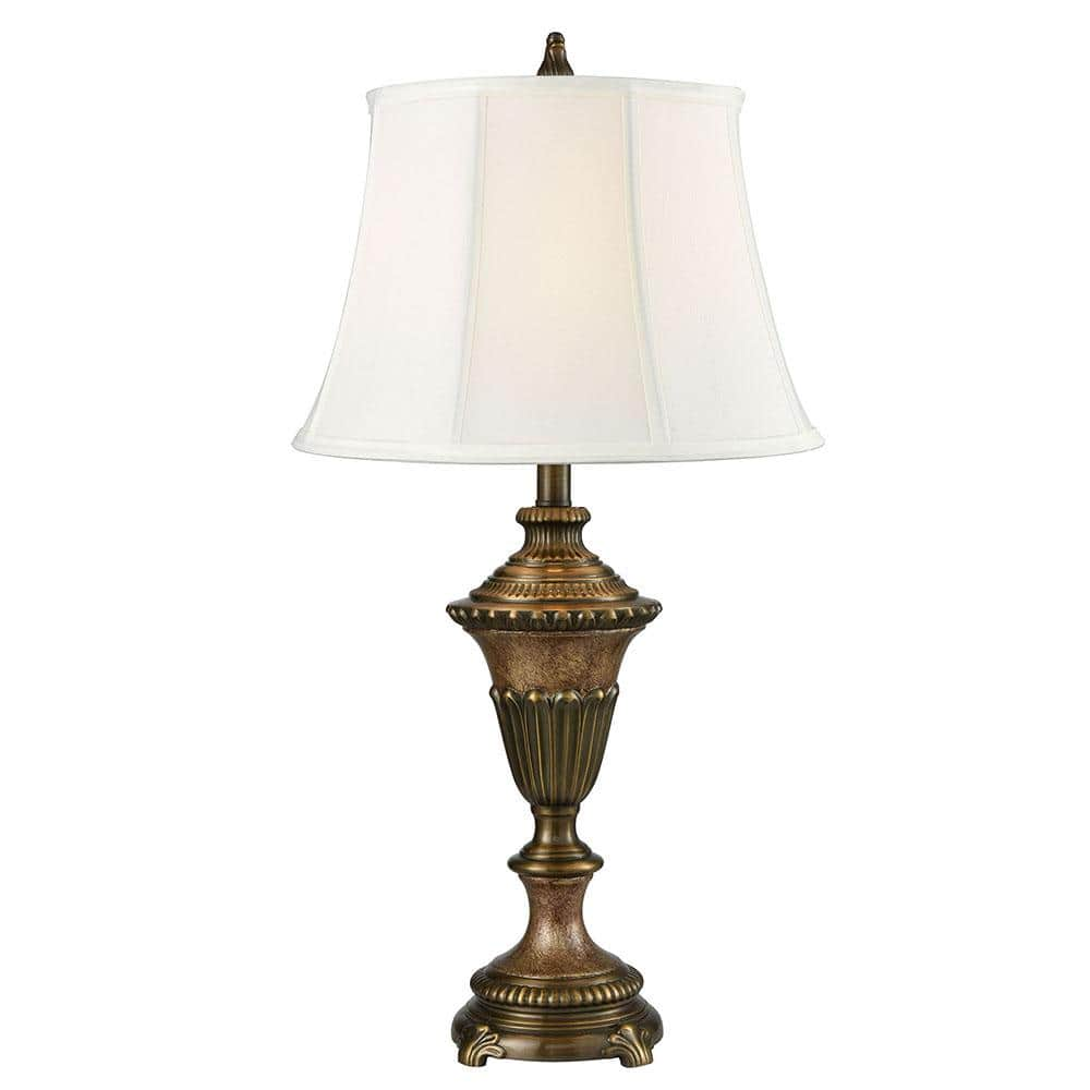 Springdale Ligthing Ethana 28.5 in. Multi Bronze Table lamp with Fabric ...