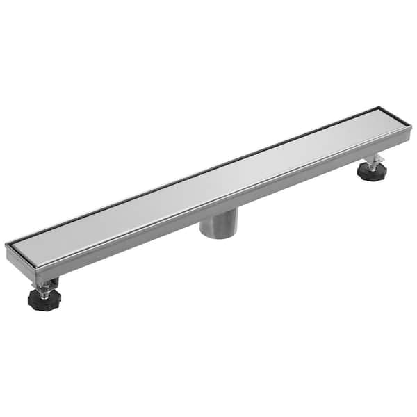 BWE 24 in. Stainless Steel Linear Shower Drain with Slot Pattern Drain Cover in Brushed Nickel