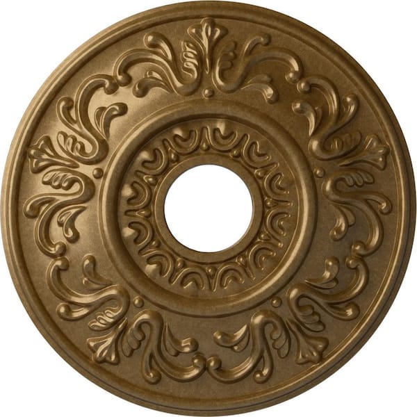 Ekena Millwork 18 in. x 3-1/2 in. ID x 1 in. Valletta Urethane Ceiling Medallion (Fits Canopies upto 3-1/2 in.), Pale Gold