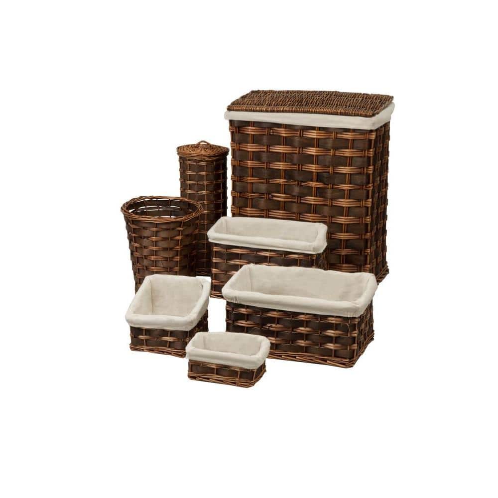 Honey-Can-Do Water Hyacinth Woven Bathroom 7-Piece Storage Basket Set
