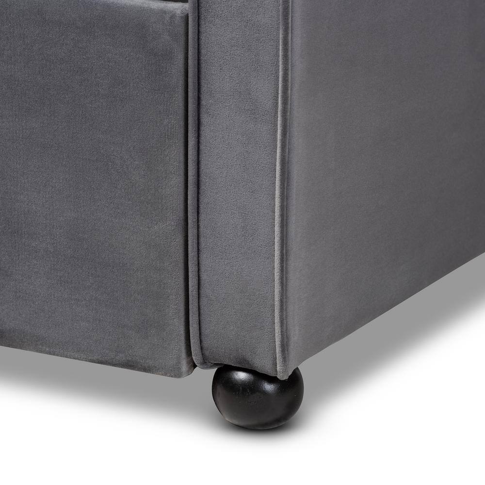 Gray Velvet Upholstered Twin Daybed with Tufted Back and Trundle