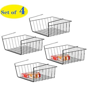 Under Shelf Basket, Set of 4 Under Cabinet Basket Storage Shelf 15.15 x 11.02 x 5.9 in. , Black