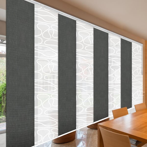 EMOH Midnight Swirl 130 in. - 175 in. W x 94 in. L Adjustable 8- Panel White Double Rail Panel Track with 23.5 in. Slates