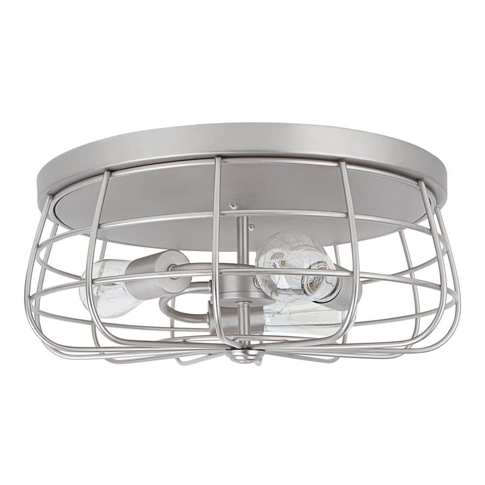 Brushed Nickel 16" Wire Shade Flush Mount Ceiling Light