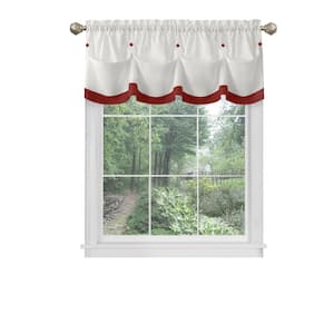 ACHIM Tattersall 14 in. L Polyester Window Curtain Valance in Burgundy  TTVL14BU12 - The Home Depot