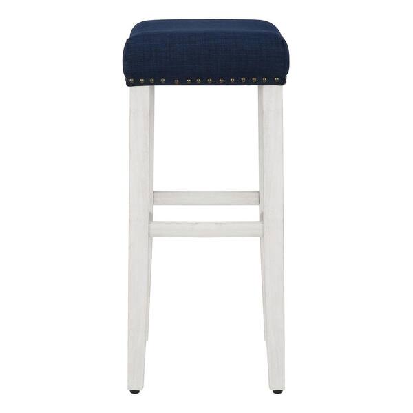 blue and white bar stools