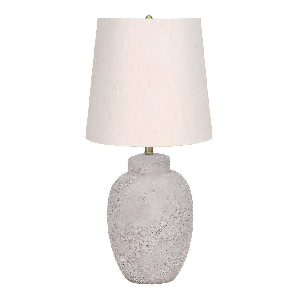 22 in. White Concrete Table Lamp with Urn-Shaped Base and Ivory Linen Empire Shade for Living Room, Bedroom and Office price history on PriceWatchPro