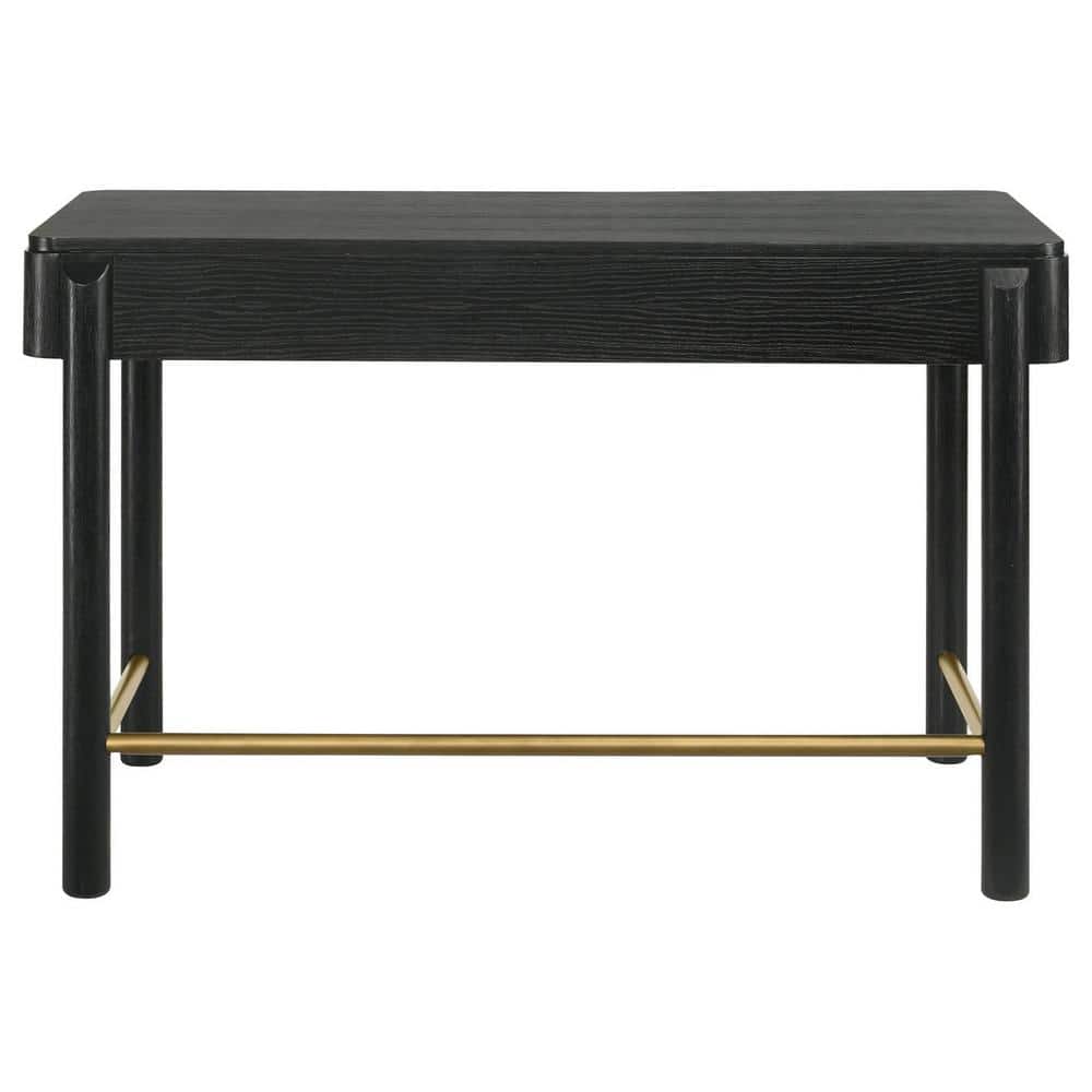 Black Coastal 2-Drawer Vanity Desk with Gold Accents