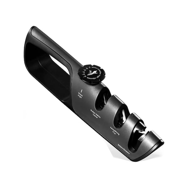 10.4 in. Coarse and Fine Grit Handheld Knife Sharpener Large Black Adjustable Angle Ergonomic Safe Grip Aluminum Oxide