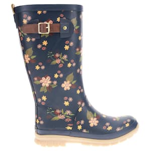 Women's Country Bloom Tall 11.5" Waterproof Rubber Rain Boot - Navy Size 11