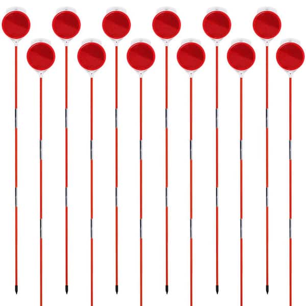 5/16 in. x 64 in. Foldable Driveway Markers With Round Reflector For Driveway, Orange, 6 Pack