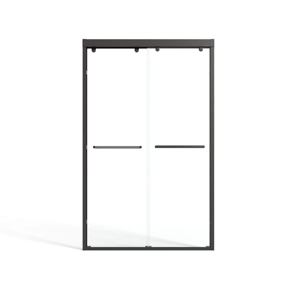 48 in. W x 75 in. H Sliding Framed Shower Door in Matte Black Finish with Tempered Glass price history on PriceWatchPro
