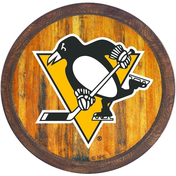 The Fan-Brand 20 in. Pittsburgh Penguins "Faux" Barrel Decorative Sign