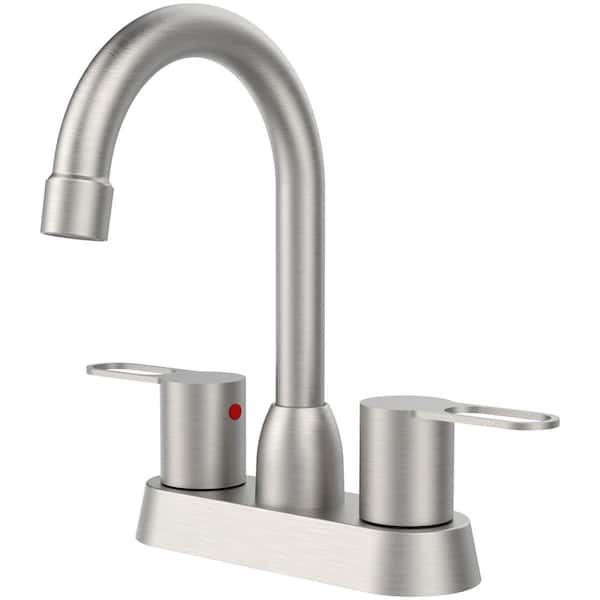 Tahanbath Modern Centerset Faucet 2-Handle Bathroom Faucet RV in Brushed Nickel