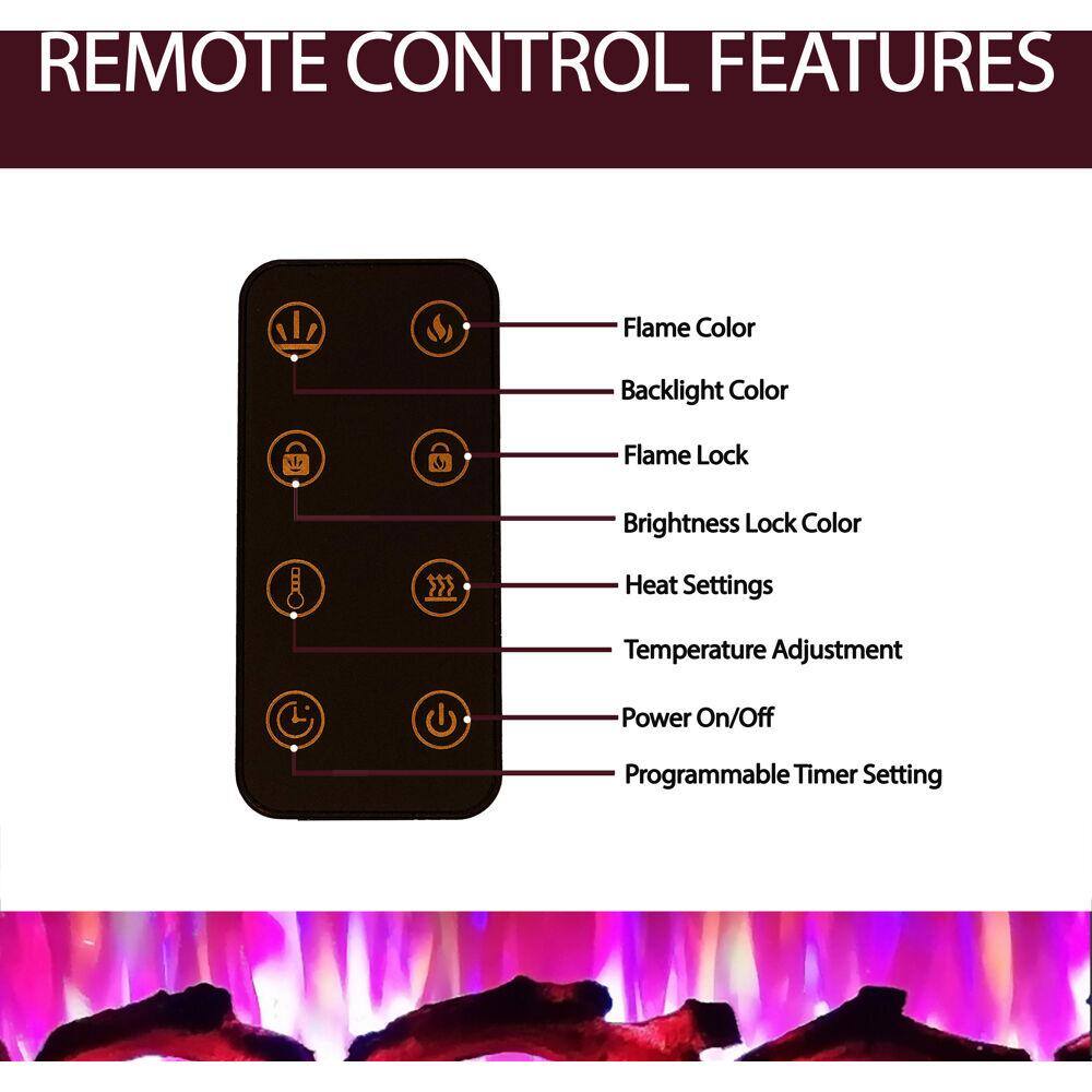 Cambridge 60" White Recessed Electric Fireplace with Multi-Color LED