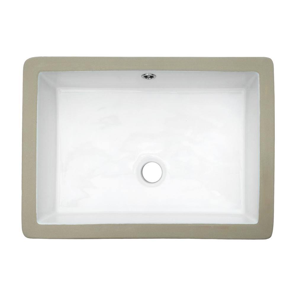 19.5" White Rectangular Ceramic Undermount Bathroom Sink