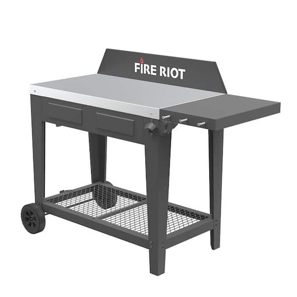 Fire Riot Outdoor BBQ Grill Table, Prep Station, Moving Cart