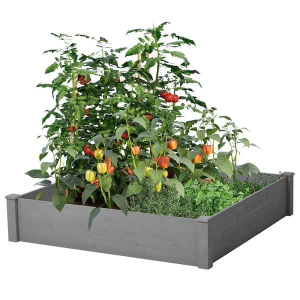 ToolCat Large 48 in. Gray Wooden Rectangle Outdoor Planter Raised Bed Planter Box for Vegetables and Flower(1-Pack)