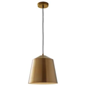 12.5 in. 1-Light Brass Industrial Farmhouse Oversized Pendant Light Fixture with Metal Shade