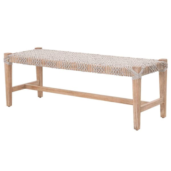 Benjara Gray and Brown Backless Bedroom Bench with Trestle Base 52 in.