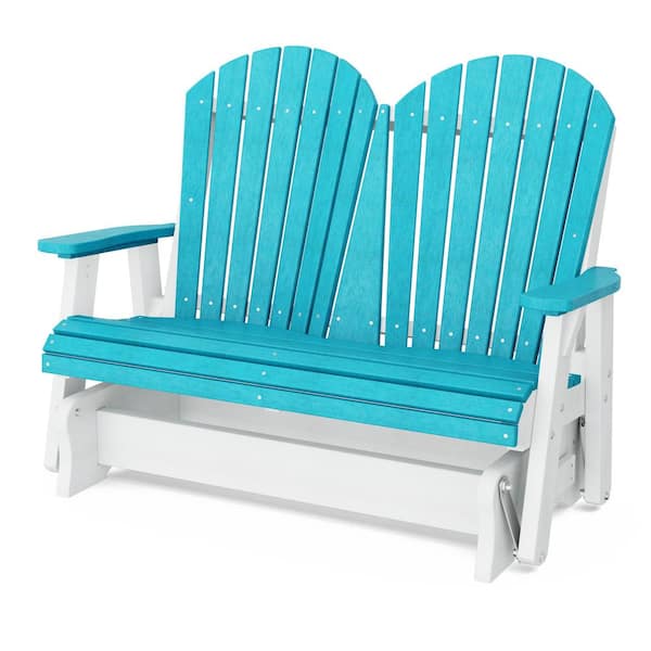 WILDRIDGE Heritage 2-Person Aruba Blue and White Plastic Outdoor Double ...