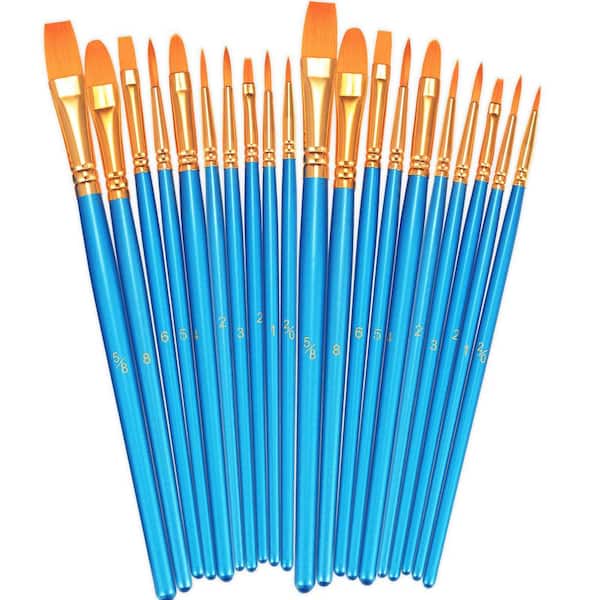 Dyiom 0.39 in. flat round brush, 2 Pack 20 Pcs Round Pointed Tip