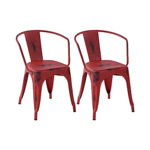 red metal dining chair