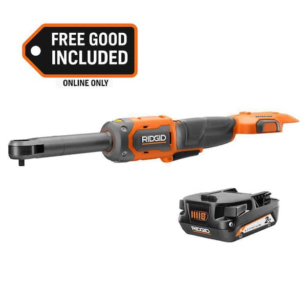18V Brushless Cordless 1/4 in. Extended Reach Ratchet with FREE 2.0 Ah Lithium-Ion Battery