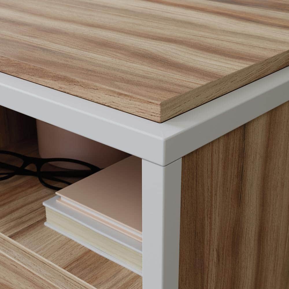 Kiln Acacia Wood Desk with Drawer and Filing Cabinet