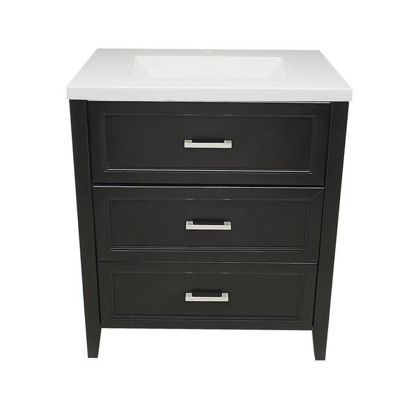 Ella Zermatt 31 in. W x 22 in. D Bath Vanity in Espresso with White Cultured Marble Top Single Hole