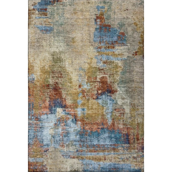 Mayfield Premium Machine Washable Abstract AMF2300 Beige 8 ft. x 10 ft. Area Rug