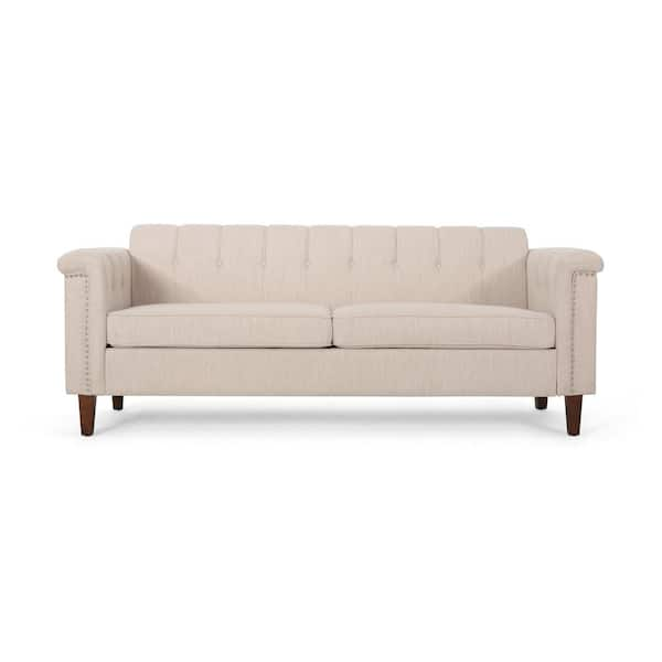 Beige Fabric RHF Sofa with LHF Lounger - Aurora - EZ Living Furniture