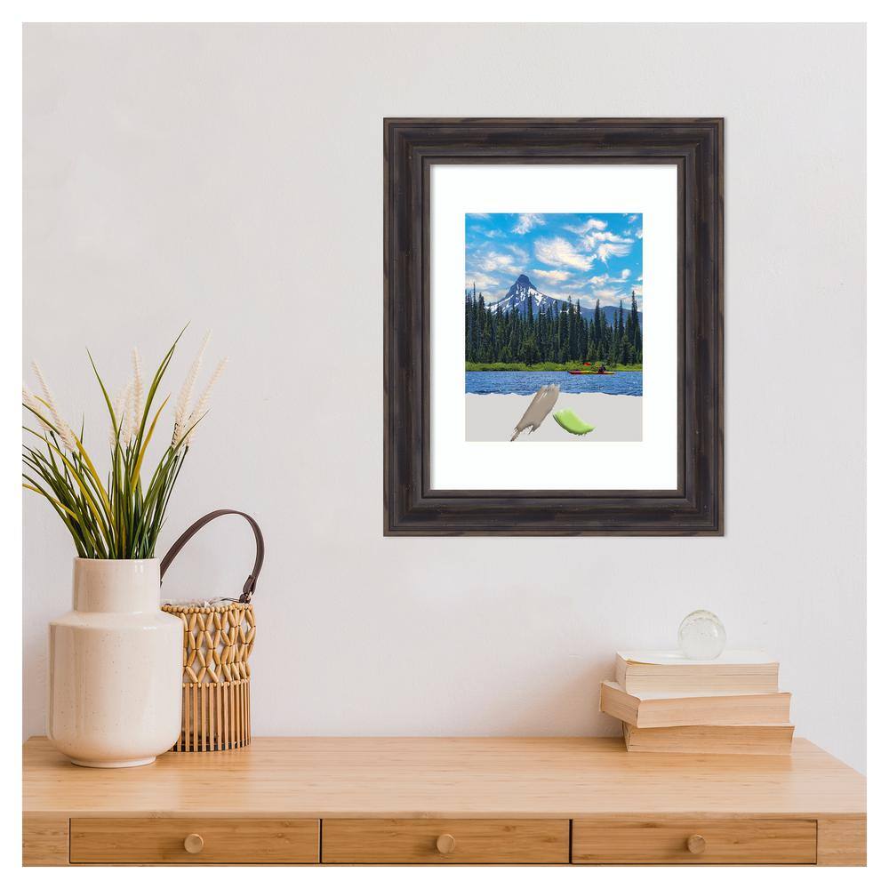 Rustic Pine Brown Distressed Wood Narrow Wall Picture Frame