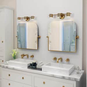 Macue 21 in. 3-Light Brass Gold Integrated LED Bathroom Vanity Light, Farmhouse Wall Light Fixtures, Modern Wall Sconce