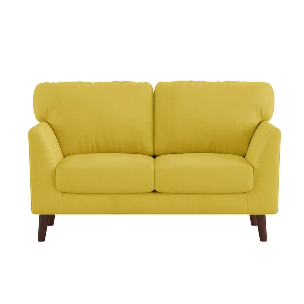 EVERGLADE HOME Mendon 58 in. Square Arm Velvet Straight in Yellow LX