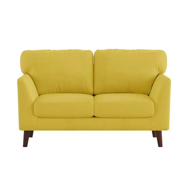 EVERGLADE HOME Mendon 58 in. Square Arm Velvet Straight in Yellow