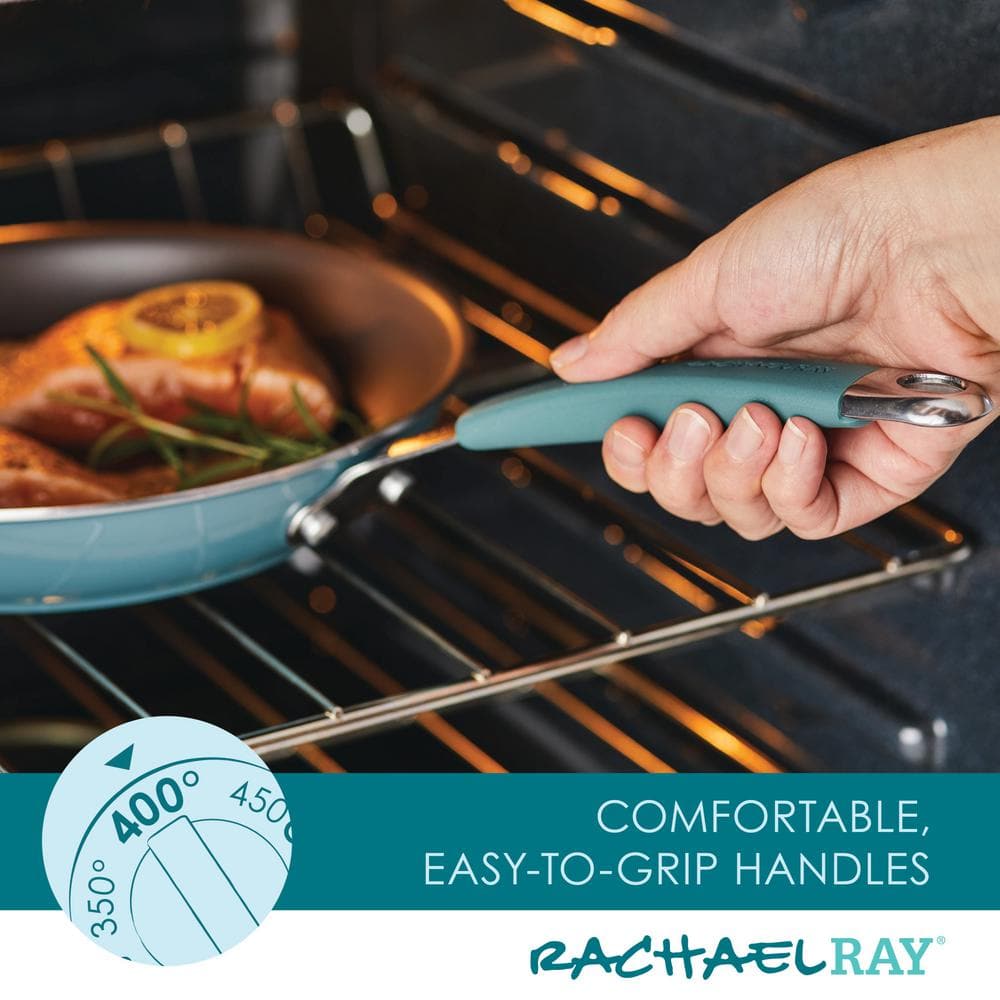 Agave Blue 10-Piece Nonstick Aluminum Cookware Set with Enamel Finish