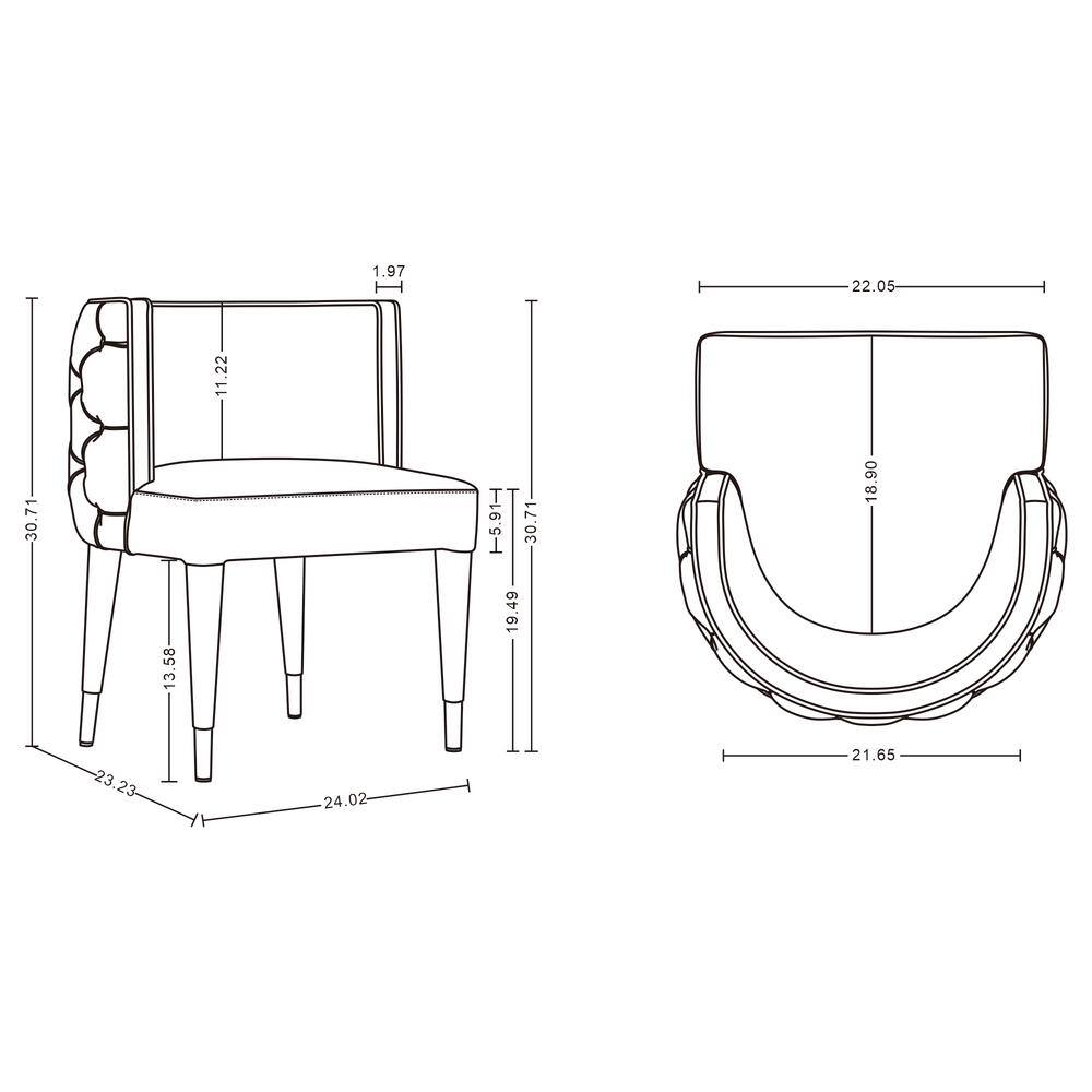 Set of 2 Nude Velvet Upholstered Elm Dining Chairs